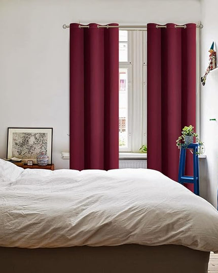 BGment Blackout Curtains - Grommet Thermal Insulated Room Darkening Bedroom and Living Room Curtains, Set of 2 Curtain Panels (42 x 84 Inch, Burgundy)