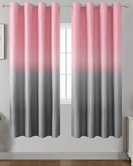 Estelar Textiler Pink and Grey Ombre Blackout Curtains 72 Inch Length for Bedroom, Room Darkening Thermal Insulated Energy Efficient Grommet Window Drapes for Living Room, 52Wx72L, 2 Panels