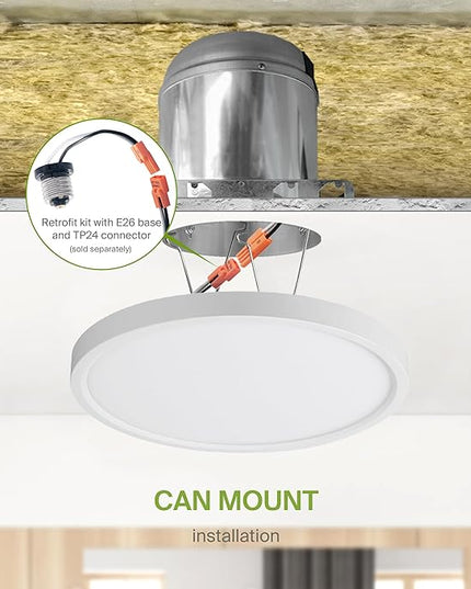 ASD LED 9" Round Flush Mount Ceiling Light Fixture, Low Profile Surface Lighting | 5CCT, Dimmable, Ultra-Thin, ETL Listed | 18W 1660LM 2700-6000K 120V | Kitchen, Bedroom, Hallway Lamp | White, 6 Pack