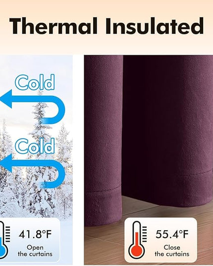 MIULEE Velvet Curtains Purple Orchid Elegant Grommet Thermal Insulated Soundproof Room Darkening Curtains/Drapes for Classical Living Room Bedroom Decor 52 x 96 Inch Set of 2