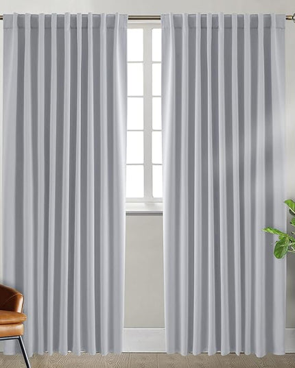 BGment Rod Pocket and Back Tab Blackout Curtains for Bedroom - Thermal Insulated Room Darkening Curtains for Living Room, 2 Window Curtain Panels (70 x 84 Inch, Light Grey)