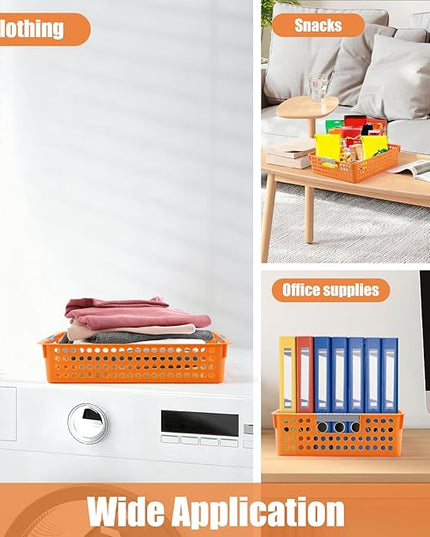 4 Pack Turn in Trays Classroom,Paper Trays for Classroom,Organization and Storage Paper Tray Holds,Desktop File Organizer Baskets,Plastic Storage Baskets for Library, Office, Home(Orange)