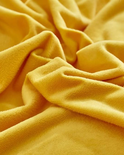 Houseri Yellow Velvet Comforter Full Size, 3 Piece Mustard Yellow Bedding Sets Full Solid Color Fluffy Warm Soft Sherpa Flannel Bed Set Girls Boys Dark Yellow Plush Fuzzy Furry Dorm Quilt Blanket Full