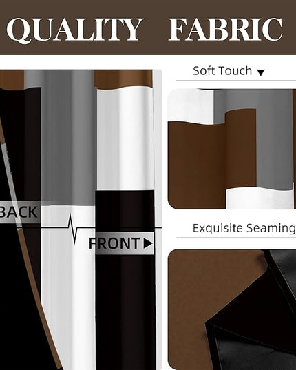 Brown 100% Blackout Curtains for Bedroom 96 inch Long 2 Panels Set Black White Gray Modern Abstract Geometric Black Out Curtains Insulated Room Darkening Window Drapes for Living Room, 52Wx96L