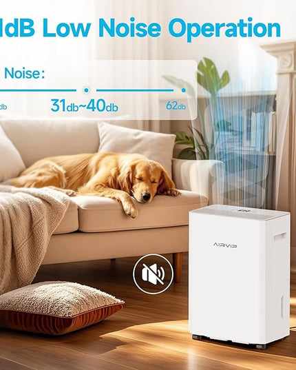 34 Pints Dehumidifiers for Home with 6.56ft Drain Hose, 2441 Sq.Ft Quite & Energy Efficient Dehumidifier for Basement Bedroom Bathroom with Auto Shut Off,2.5 L Water Tank,Smart Humidity Control