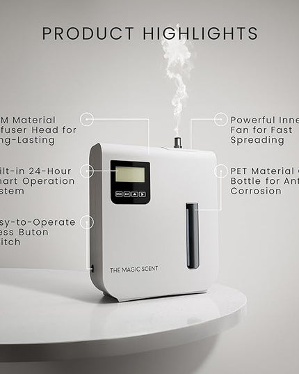 The Magic Scent Diffuser, Scent Air Machine for Home & Hotels, HVAC or Portable Nebulizing Diffuser - Large Room Waterless Aroma Machine - Aroma Oil Included