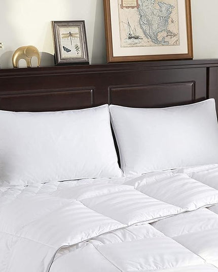 puredown® Goose Feather Down Pillows, Soft Gusseted Bed Pillows for Sleeping with 100% Cotton Shell, Set of 2, King Size