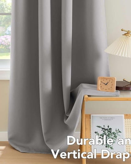 H.VERSAILTEX Blackout Curtains for Bedroom Thermal Insulated Room Darkening Living Room Curtains 72 Inch Long Grommet Privacy Protection Window Curtain Panels/Drapes for Nursery, 2 Panels, Dove Grey