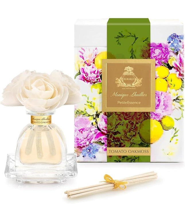 Agraria Monique Lhuillier Tomato Oakmoss PetiteEssence Fragrance Reed Diffuser, 1.7 Oz, Fresh Alluring Sola Flower Earthy Scent Diffusers for Home