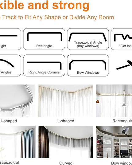 Room Divider Curtains Flexible Ceiling Tracks set Curtain track Ceiling Mount Blackout Curtain for Living Room Bedroom Ceiling Curtain Rod Privacy Dividers Panels W100 x H84 Khaki Drape & Black rail
