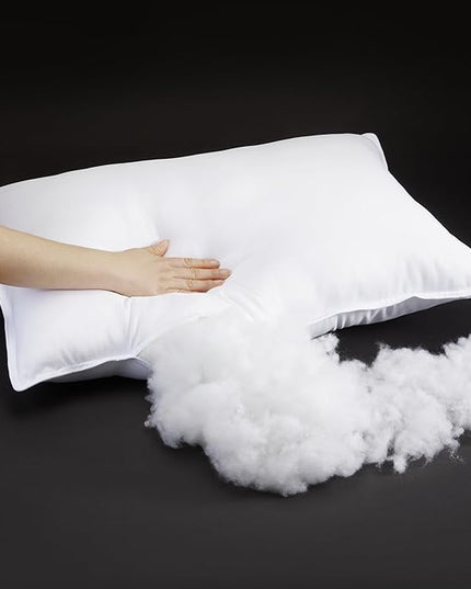Amazon Basics Down Alternative Bed Pillow, Medium Density for Back and Side Sleepers, Queen - Pack of 2, White, 30 in L x 20 in W