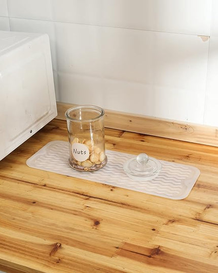 Silicone Dish Drying Mat for Multiple Usage,Easy clean,Eco-friendly,Heat-resistant Silicone Mat for Kitchen Counter,Sink,Bar,Bottle,or Cup Translucent M 17 inches x 6 inches