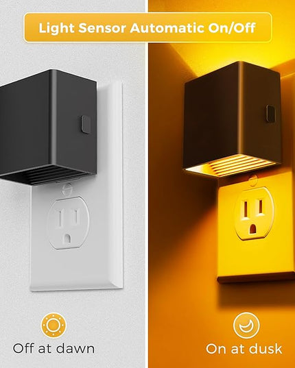 L LOHAS LED Night Light,Night Lights Plug into Wall,[2-Pack] Dimmable Night Light with Light Sensor,1800K Amber Light,Modern Nightlight for Bathroom Hallway Kitchen