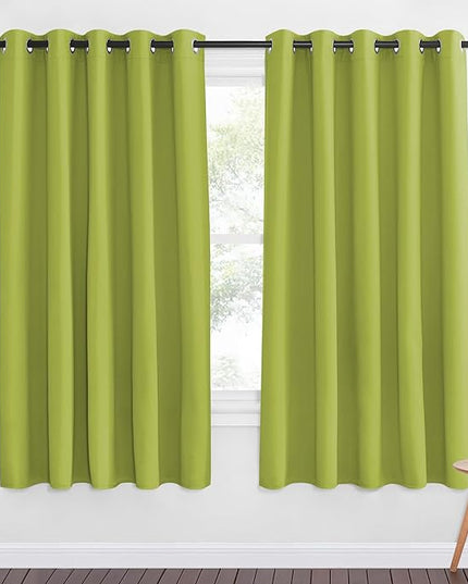 NICETOWN 66 Inch Long Blackout Curtains for Bedroom Living Room, Thermal Insulated Room Darkening Curtains, Light Blocking Blackout Drapes for Bedroom, 66" W x 66" L, 1 Panel, Fresh Greenn