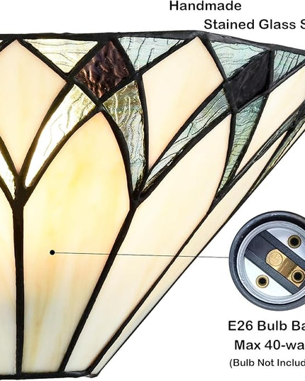 Tiffany Style Sconces Wall Lighting 12.6-Inch 1-Light Stained Glass Wall Sconce Vintage Tiffany Wall Mount Lamp Stained Glass Sconce Wall Decor for Hallway Bedroom Entryway Living Room