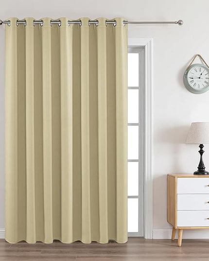 Joydeco Beige Custom Solid Single Blackout Curtain for Bedroom and Living Room, Grommet Thermal Insulated Room Darkening Curtain 1 Panel (Custom Size,Beige)