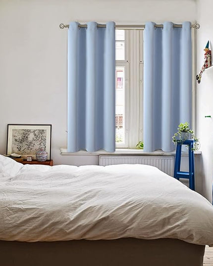 BGment Blackout Curtains for Bedroom - Grommet Thermal Insulated Room Darkening Curtains for Living Room, Set of 2 Panels (38 x 45 Inch, Spa Blue)