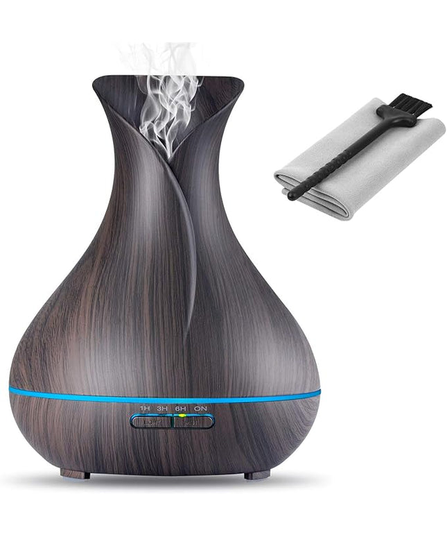 Aroma Essential Oil Diffuser, 400ml Ultrasonic Cool Mist Humidifier with Waterless Auto Shut-Off and Cleaning Kit for Home, Yoga, Office, Spa, Bedroom, Baby Room - Wood Grain