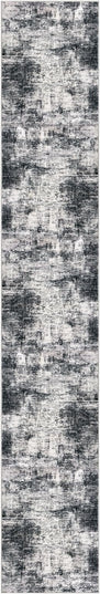 IOHOUZE Abstract Runner Rug 3x18 Ft Extra Long Washable Runners for Hallways, Non Slip Kitchen Runner Printed Faux Wool Entryway Runner Indoor, Modern Abstract Floor Carpet for Hall Stair, Black Grey