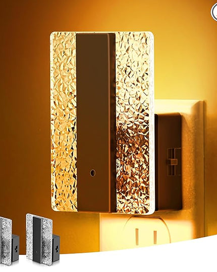 L LOHAS LED Night Lights Plug Into Wall, 2 Pack Night Light with Dusk-to-Dawn Sensor, Dimmable Decorative LED Nightlights, 0-100LM Amber Adjustable Brightness for Bathroom, Hallway, Bedroom,Stairway