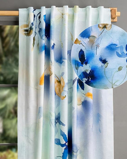 Maison d' Hermine Curtains for Living Room 100% Cotton 108 inch Length One Panel Light Filtering Curtains for Bedroom Windows with Rod and Loop Pockets Drapes (Lazy Summer Days, 50" W x 108" L)