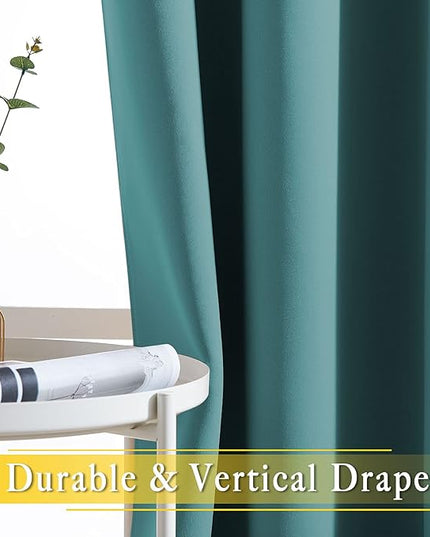 NICETOWN Blackout Room Darkening Window Curtain - Thermal Insulated Solid Grommet Blackout Curtain/Drape for Living Room (Sea Teal, Single Panel, 80 by 84-inch)