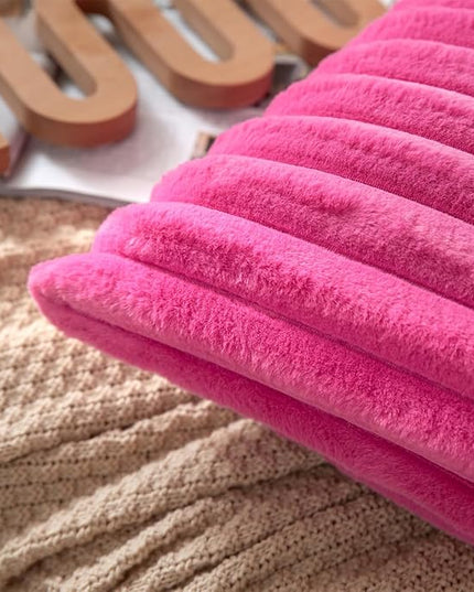 DEELAND Pack of 2,Double-Sided Faux Fur Plush Decorative Throw Pillow Covers Fuzzy Striped Soft Pillowcase Cushion Covers for Sofa Couch Bedroom