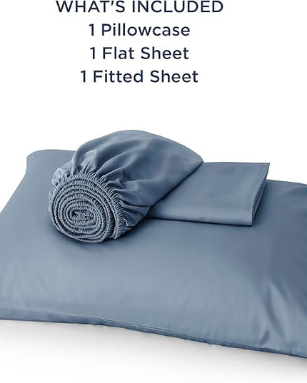 Bedsure Cooling Sheets Twin XL, Rayon Derived from Bamboo, Breathable & Soft Twin XL Sheet Sets, Deep Pocket Up to 16 Inches, Hotel Luxury Silky Dorm Bedding for Hot Sleepers, Dusty Blue