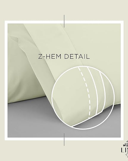 Linen Home 100% Cotton Percale Pillowcases King Size, Cream, 2 Pieces of Pillow Case, Crisp and Cool Strong Bed Linen, 20 inches X 40 inches