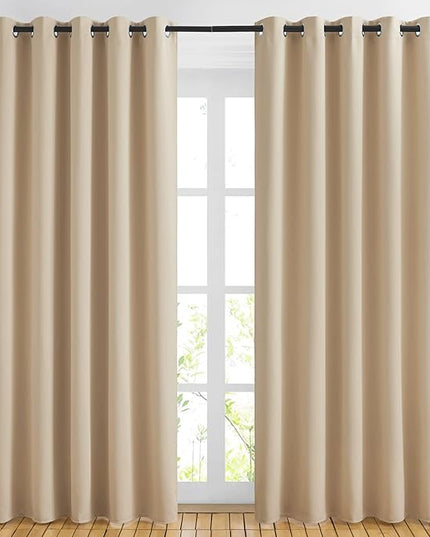 NICETOWN Blackout Draperies Curtains Panels - Window Treatment Thermal Insulated Solid Grommet Blackout Curtains/Panels/Drapes for Bedroom (Biscotti Beige, Set of 2, 66 by 84 Inch)