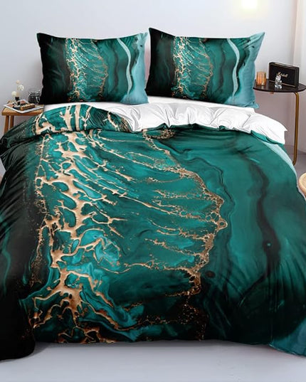 Emerald Green Comforter Cover Queen Size Forest Green Pillow Covers Dark Green Duvet Cover Set Green Bed Set Olive Marble Bedding Sets