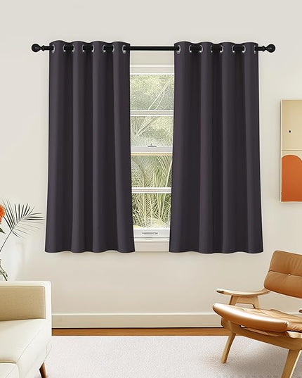 NICETOWN Room Darkening Short Curtain 54 inches Long for Living Room, Grommet Sound Reducing Thermal Insulated Curtains for Bedroom Nursery Window, 46W x 54L, 1 Piece, Greyish Purple