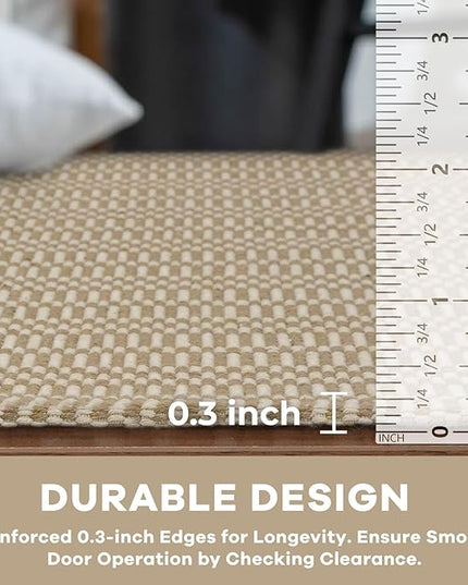 KOZYFLY Washable Entryway Rug 3x5 Ft Area Rugs Cotton Rubber Backed Throw Rugs Indoor Door Mat Kitchen Rugs Braided Floor Carpet for Front Entrance Bathroom Kitchen Living Room, Sand/Ivory