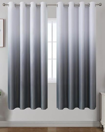 Estelar Textiler Gray Ombre Blackout Curtains for Bedroom 72 Inches Long for Bedroom, Grey and Greyish White Room Darkening Thermal Insulated Grommet Window Drapes for Living Room,52x72 Inch,2 Panels