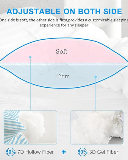 EIUE Bed Pillows for Sleeping 2 Pack Queen Size，Super Soft Down Alternative Microfiber Filled Pillows,Pillows for Side and Back Sleepers,20 x 30 Inches,Blue