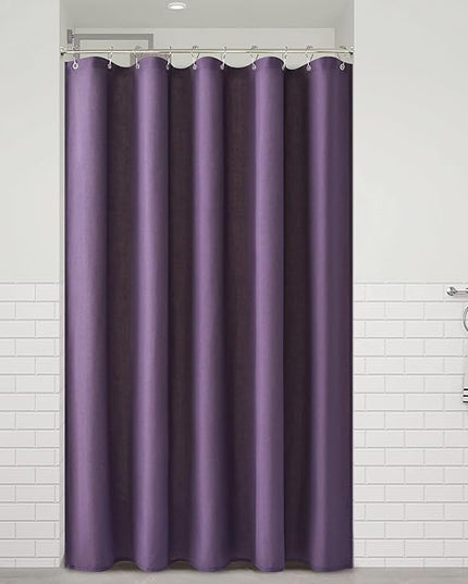 Naturoom Purple 60 Inch Shower Curtain - Stall Narrow Half Linen Ultra Thick Fabric Shower Curtain Set with Hooks, Boho Farmhouse Rustic RV Camper Bath Curtains for Bathroom, 60x72