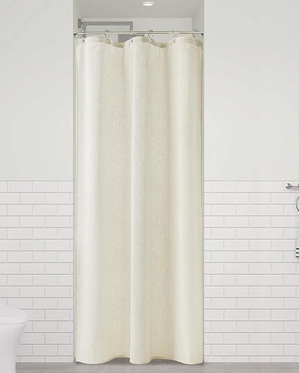 Naturoom Ivory Linen Shower Curtain, Cloth Textured Fabric Shower Curtain Set with Hooks, Simple Elegant Modern Farmhouse Country Ultra Thick Bath Curtains for Bathroom,Water Repellent,36x72