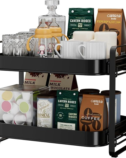 2-Tier Cup Drying Rack & Coffee Bar Accessories with Drying Tray, Coffe Mug Holder Rack for Countertop - Baby Bottle Organizer, Sippy Cup Storage, Tea holder & Glass Cup Organizer