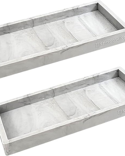 Countertop and Vanity Tray - 2 PC Small 7.7" Silicone Bathroom Trays, Kitchen Soap Tray, Dish Sponge Soap Holder Kitchen Sink Organizer Caddy, Bathroom Counter Trays for Lotion Dispenser