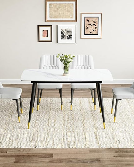 50'' Dining Table Set for 4, Dining Room Sets for 4, Sintered Stone Dining Table Chairs Set of 4, Easy to Assemble，Suitable for Small Spaces