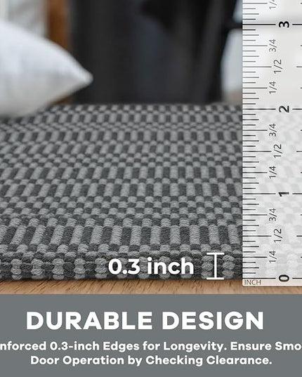KOZYFLY Washable Runner Rug 2x6 Ft Runners for Hallways Non Slip Kitchen Runner Rugs Braided Cotton Entryway Runner Indoor, Carpet Runners for Hallway Kitchen Entryway Bedroom, Grey/Charcoal Grey