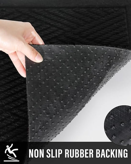 Sturdy Front Door Mat, Absorbent Muddy Dirt Resist Welcome Door Mats Outdoor Indoor, Stain and Fade Resistant, Non-Slip Rubber Backing Low Profile Doormat for Entryway, 72×24, Black