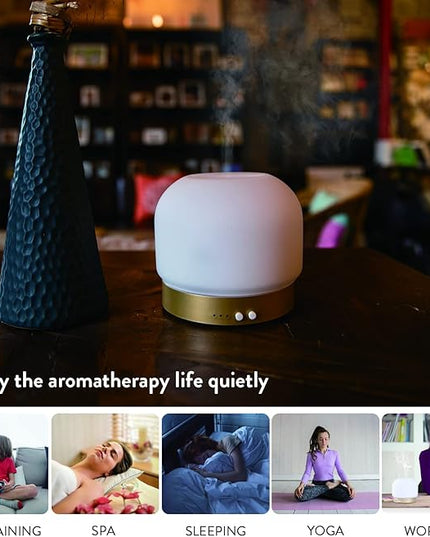Essential Oil Diffusers for Large Room 280ml Aromatherapy Diffuser for Home - Glass Cover, 4 Timers, Auto Shut-Off, Adjustable Lights, No Beep