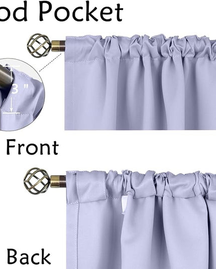 BGment Rod Pocket and Back Tab Blackout Curtains for Bedroom - Thermal Insulated Room Darkening Curtains for Living Room, 2 Window Curtain Panels (42 x 63 Inch, Lavander)