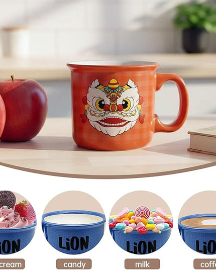 Ceramic Coffee Mugs Set Of 4,14 Oz Coffee Cups With Handle, Large Coffee Mugs Perfect For Cappuccino, Latte, Americano, Tea Bag, Beverage