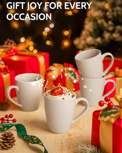 Sweese Porcelain Coffee Mugs - 16 Ounce (Top to the Rim) for Coffee, Tea, Cocoa, Set of 4, Dove Grey