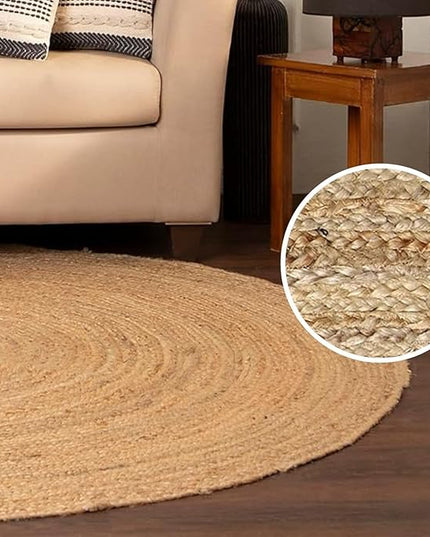 REDEARTH · Round Area Rug - 10 Feet Braided Natural Jute Rug- Artisan Made Reversible Boho Jute Rugs for Bedroom - Kitchen - Living Room - Farmhouse - Aesthetic Home Decor - Handmade Vintage Decor
