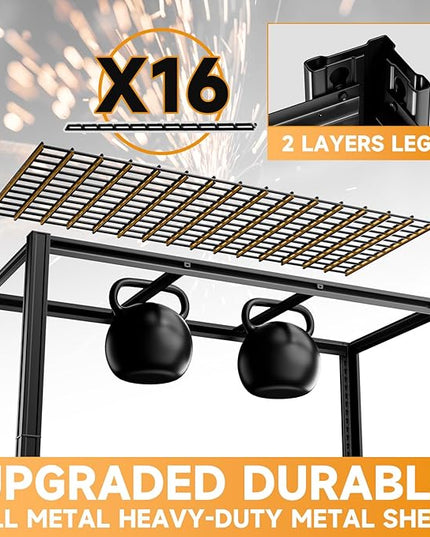 5-Tier 60”W x 24”D x 72”H Garage Shelving Storage Shelves 3000LBS Heavy Duty Metal Shelf Adjustable Rack Units Suitable for Garage Basement Warehouse Utility Shelves (Black)
