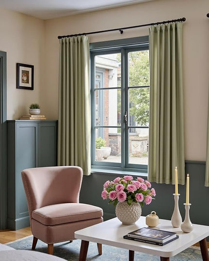 Lazzzy Velvet Blackout Curtains Thermal Insulated Room Window Drapes Super Soft Luxury Curtains for Living Room Bedroom Rod Pocket 2 Panels, Olive Sage, 52" W x 72" L