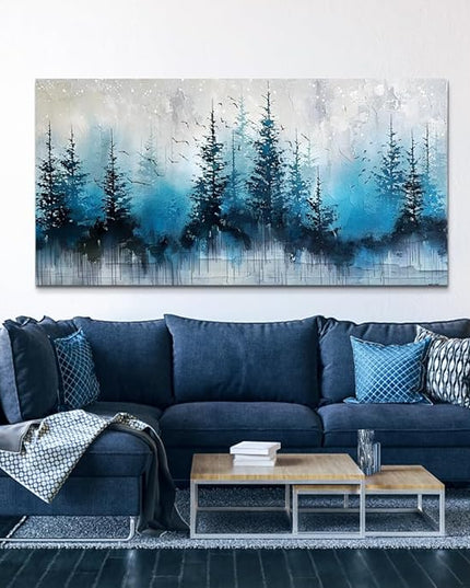 hyidecorart Large Wall Decor For Office Framed Wall Art For Living Room Scenery Abstract Wall Painting Bedroom Decoration Misty Forest Trees Pictures Artwork Canvas Prints Home Room Decor 60"X30"